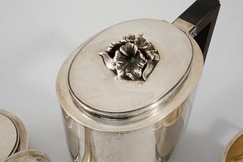 KAFFESERVIS, 3 delar, silver, Eric Råström, Stockholm, 1948, vikt 1564 gram.