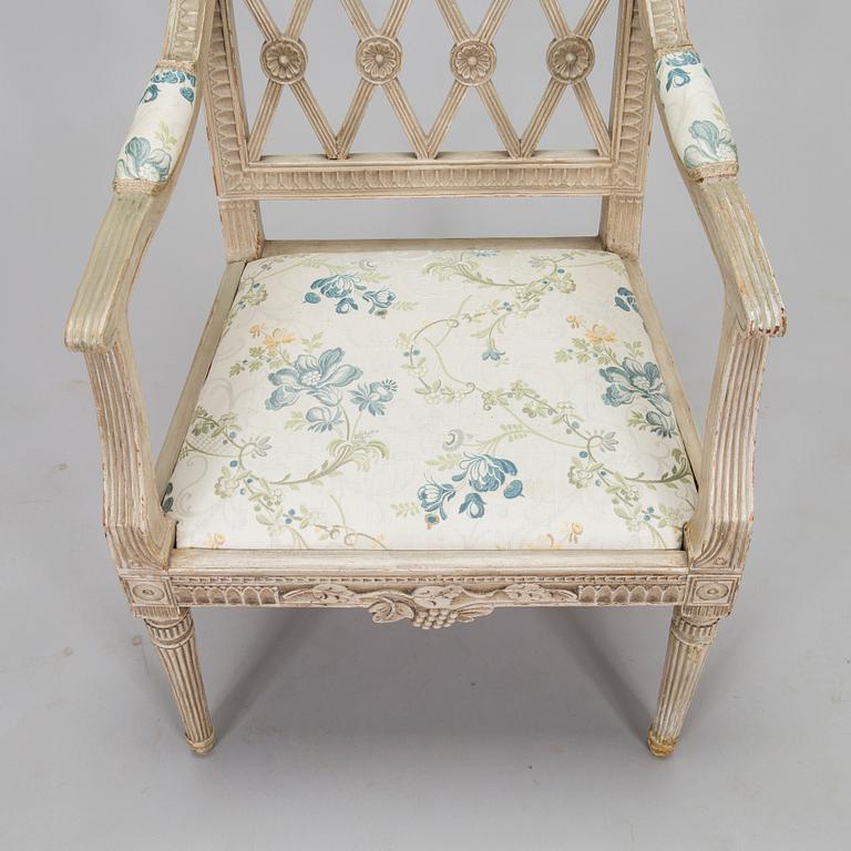 A Swedish open armchair, signed NTS (Nils Tohrsson, (Ingemantorp, Lindome 1779-1848).