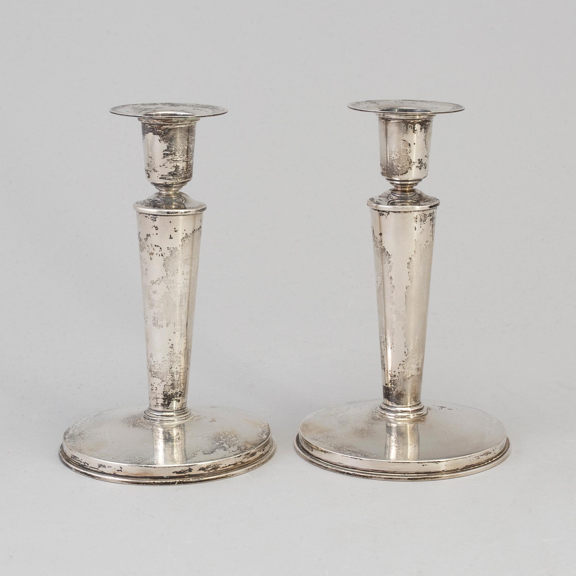 A pair of candlesticks, silver, Borgila 1965.