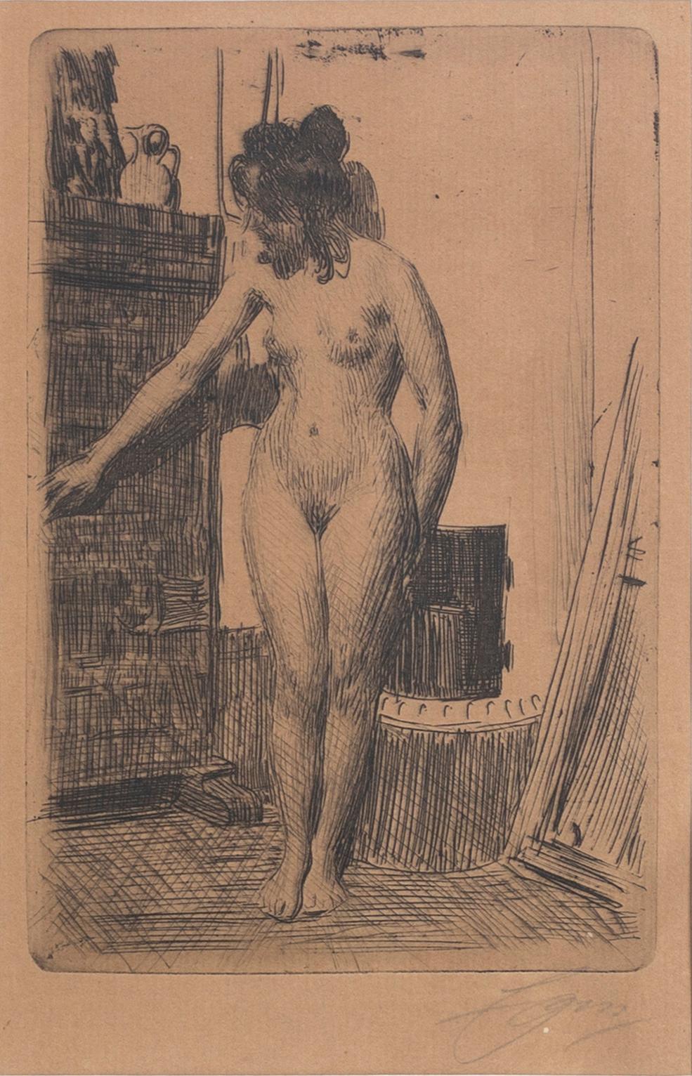 Anders Zorn, etsning, 1903, signerad.