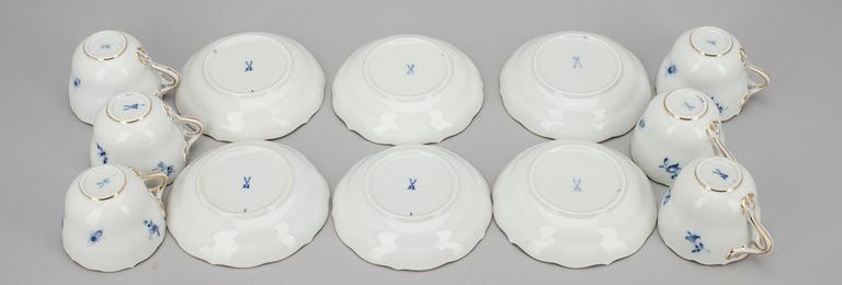 KOPPAR med FAT, 6 par, Meissen stämpel 1934-72.