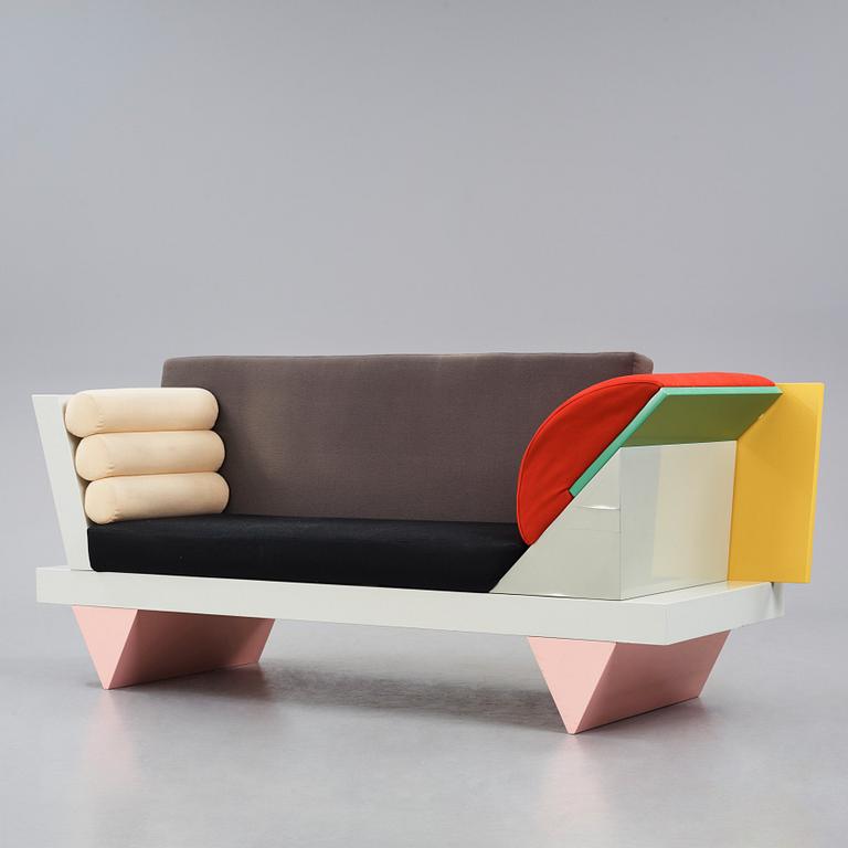 Peter Shire, a "Big Sur" sofa, Memphis, Italy, post 1986.