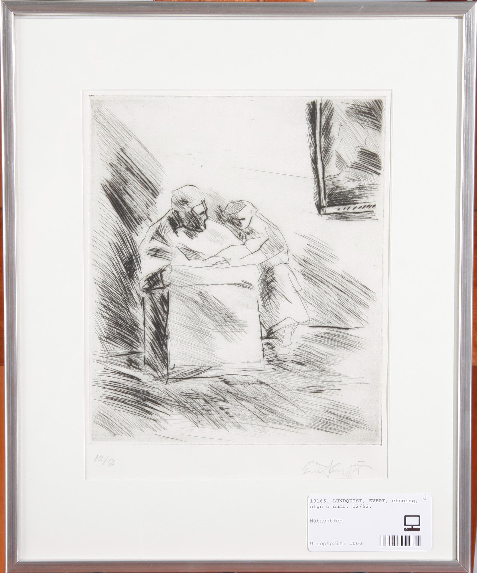 LUNDQUIST, EVERT, etsning, sign o numr. 12/52.