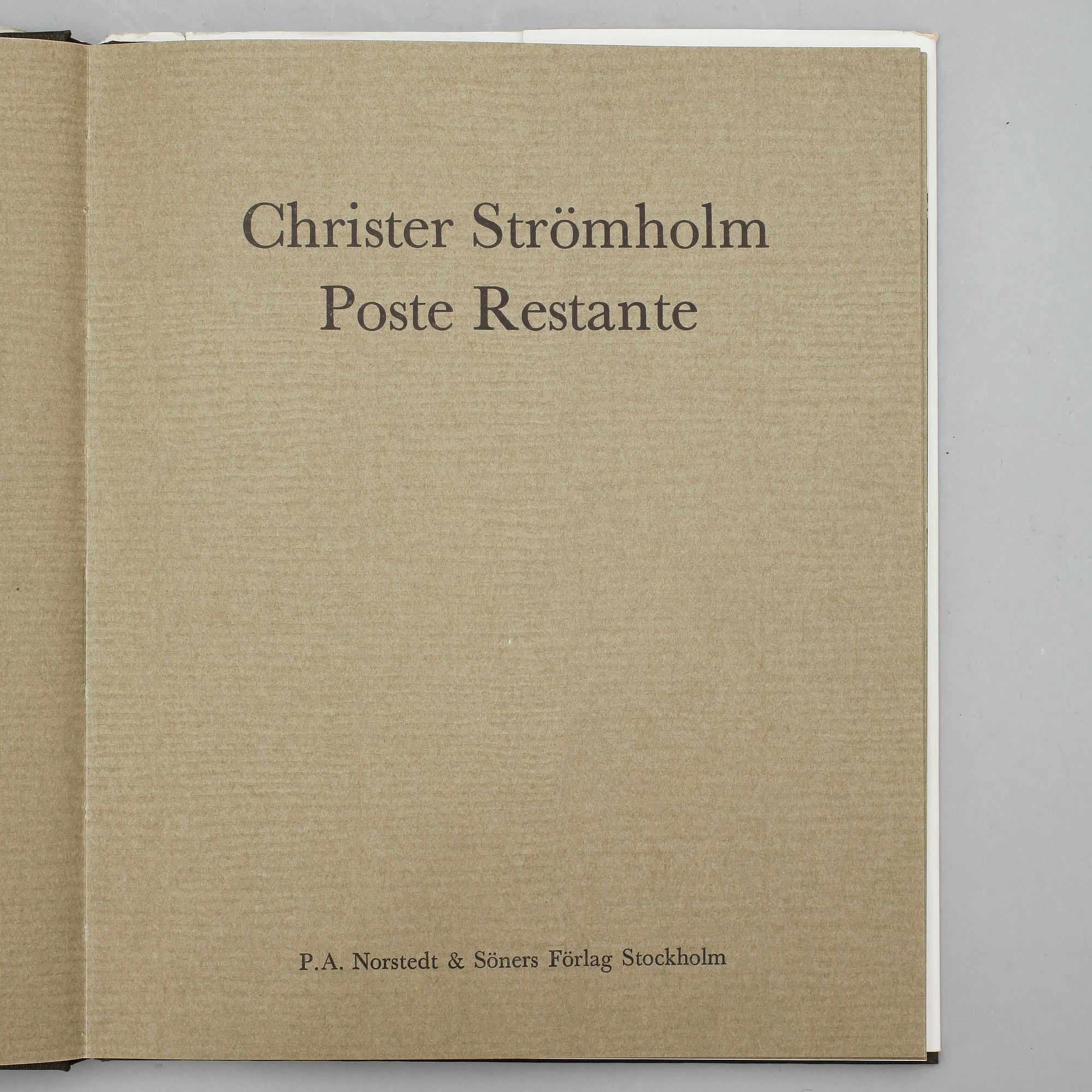 BOK, "Poste Restante", Christer Strömholm, PA Norstedt & Söners Förlag Stockholm 1967.