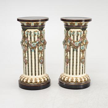 A pair of pedestals, Rörstrand, around the year 1900.