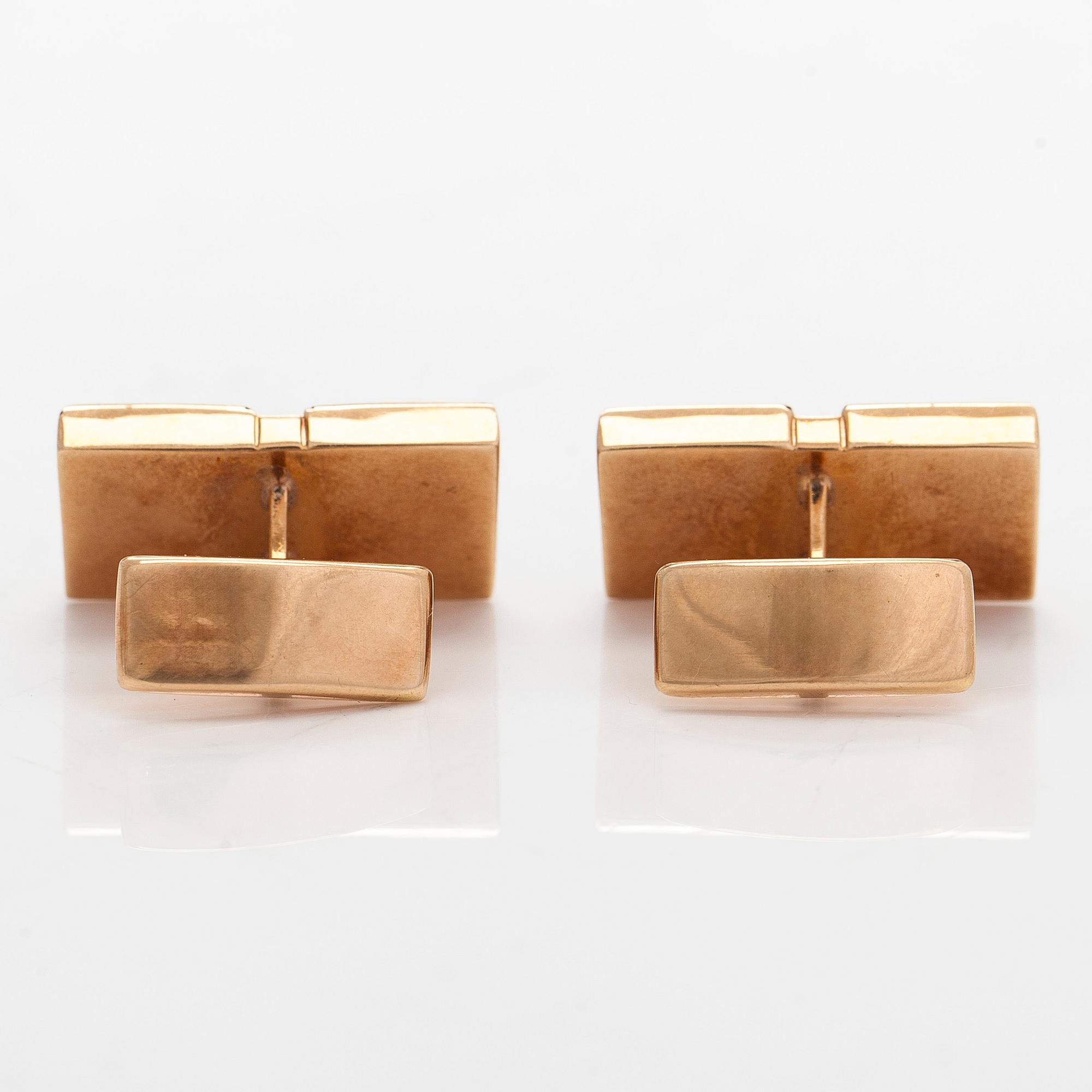 Kalvosinnapit, 14K kultaa ja hematiitit, Kaisaniemen Kello ja Kulta 1962.