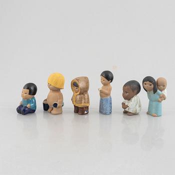 Lisa Larson, a set of six stoneware figurines, Gustavsberg.