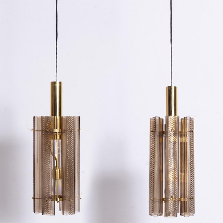 A pair of ceiling lamps, probably Glashütte Limburg, Germany, 1970s.