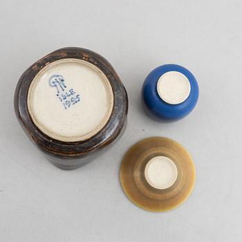 Patrick Nordström, a vase, Isle 1925 and Palshus, two stoneware bowls, Denmark.