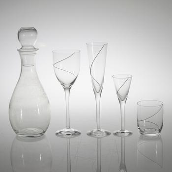 48 pieces of glass table ware, "Line" designed by Anna Ehrer for Kosta Boda.