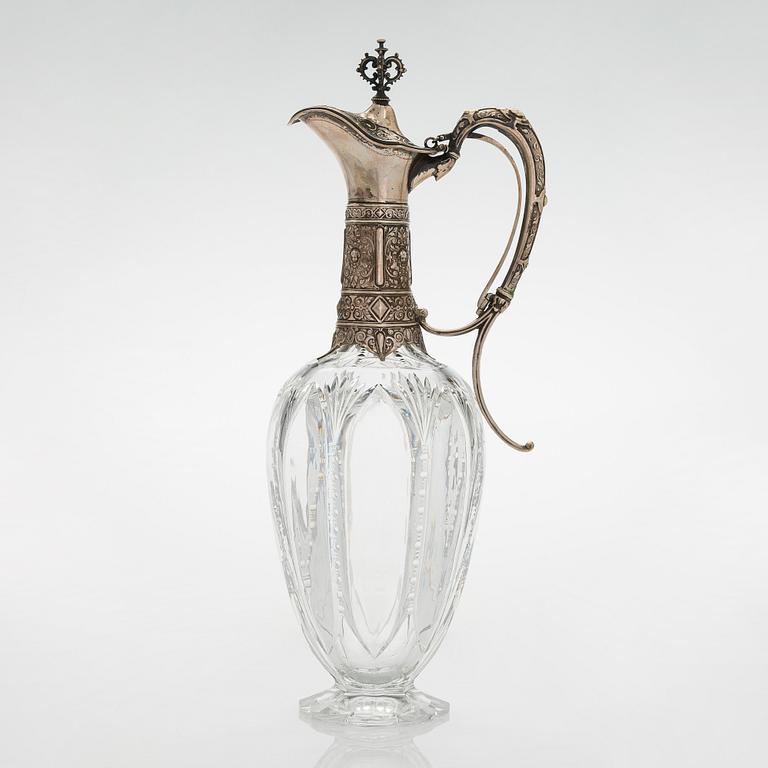 Vinkanna, silver och glas, tidigt 1900-tal.