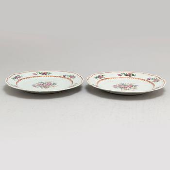 A pair of famille rose plates, Qing dynasty, Qianlong (1736-95).