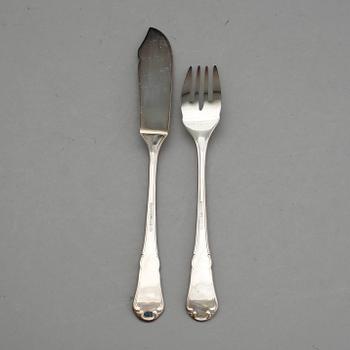 FISKBESTICK, silver, "Saga", KG Markströms Guldsmeds Ab, Lund, 1976. Vikt ca 1275g.