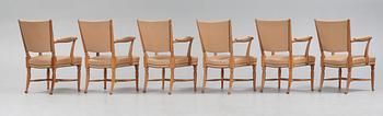 A set of six Josef Frank mahogany dining chairs, model 725, Svenskt Tenn.