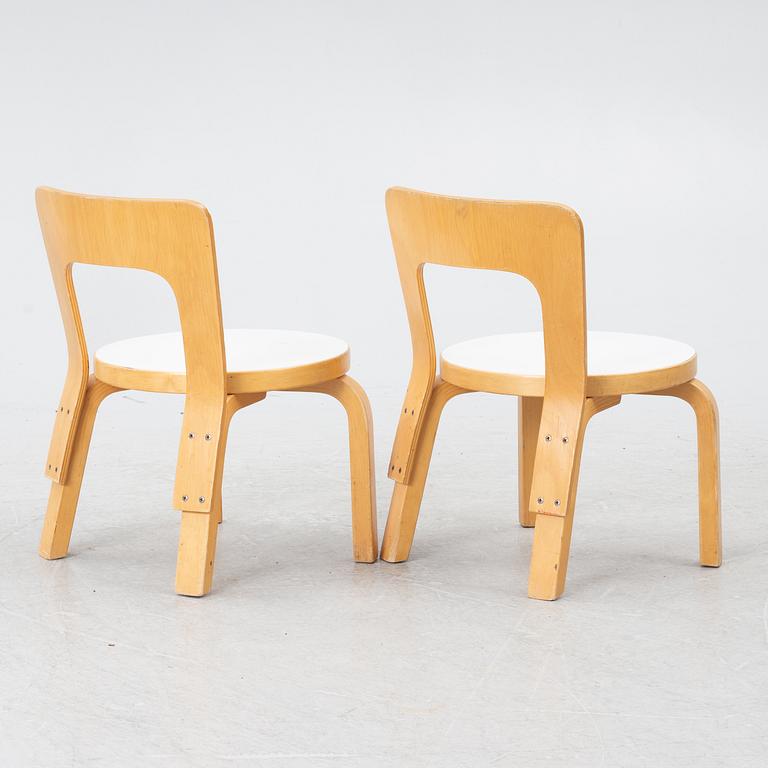 Alvar Aalto, a pair of model N65 children's chairs, Finland, later part of the 20th century.