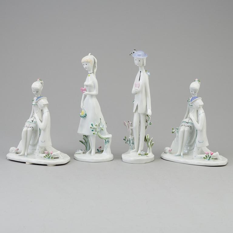 A group of four Rosenthal porcelain figurines, Germany, Studio-line, second half of 20th Century.