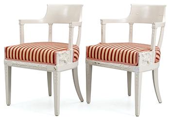 532. A pair of late Gustavian 19th century armchairs.