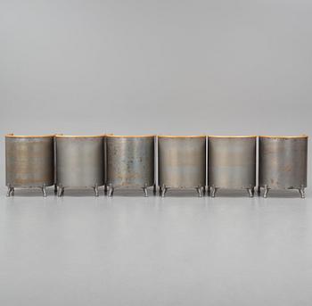 Mats Theselius, a set of six custom ordered "Aluminiumfåtölj", Källemo, Värnamo ca. 1990.