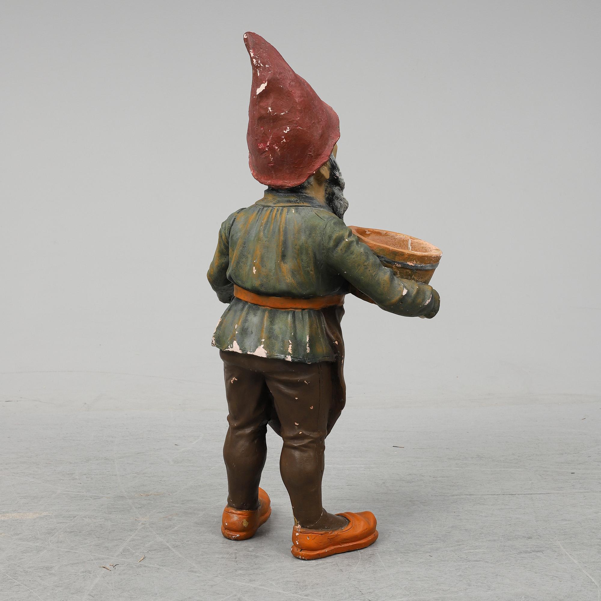 A terracotta gnome, probably Germany.