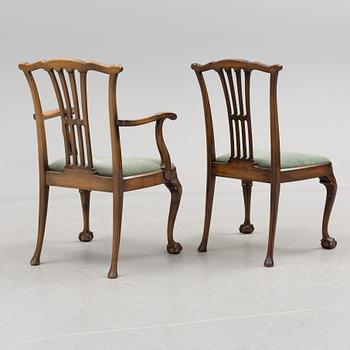 A late 20th century 10 piece Chippendale dining group.