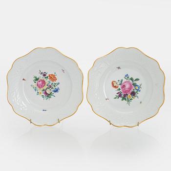 Meissen, four porcelain plates, 19th–20th century.