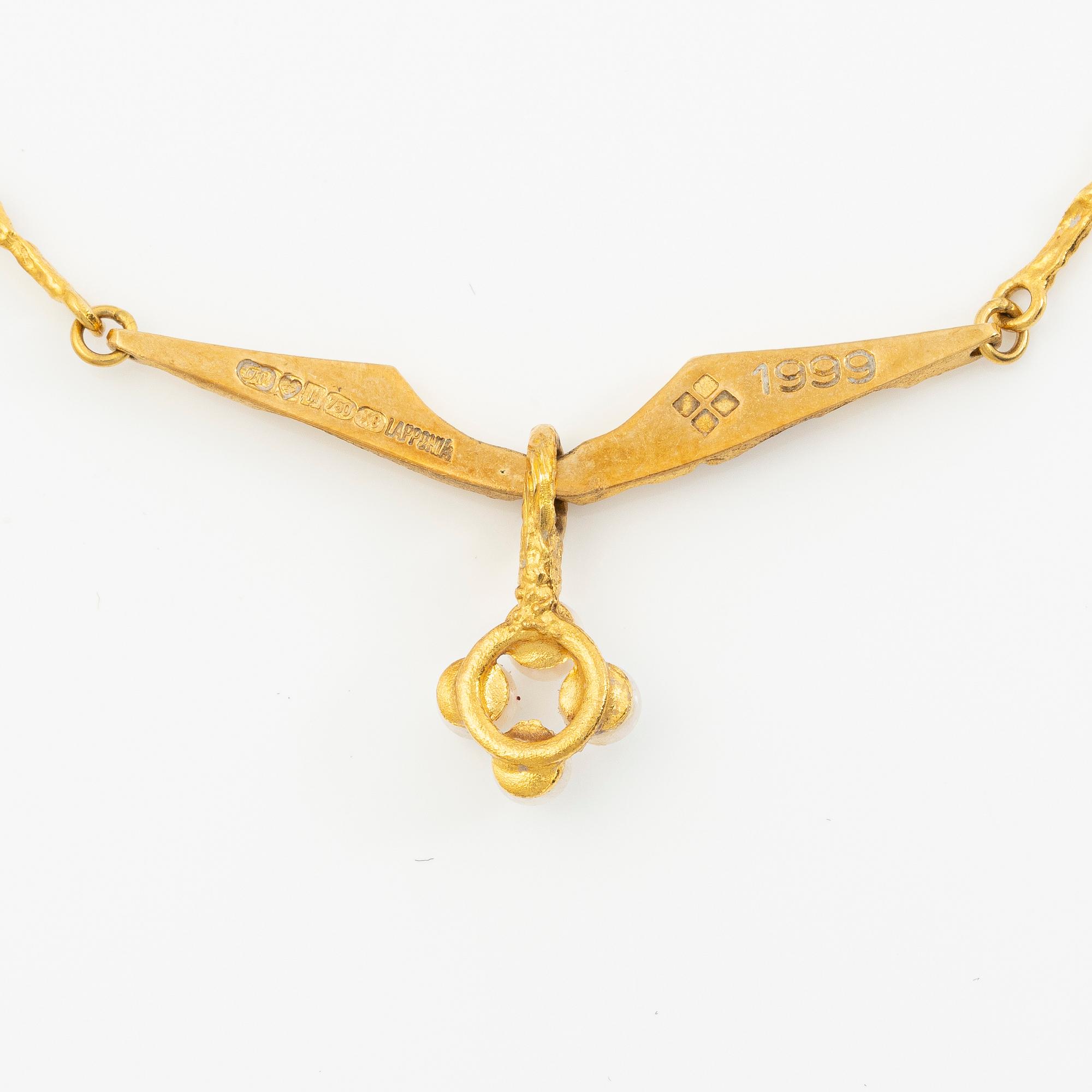 Björn Weckström, collier, "Pearlflower", Fyrklövern Lapponia, Finland, 1999.