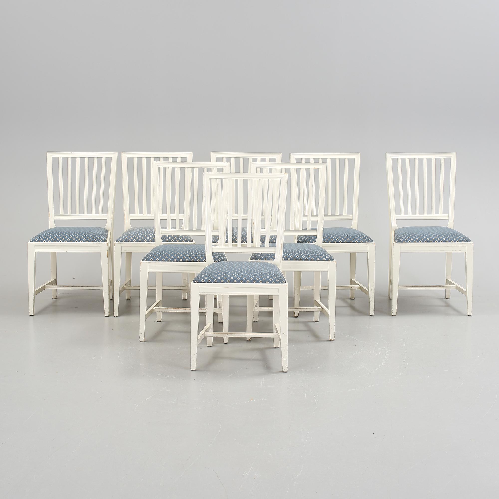 STOLAR, 8 st, gustaviansk stil, City Möbler, Tibro, 1900-talets slut, några märkta 1989.