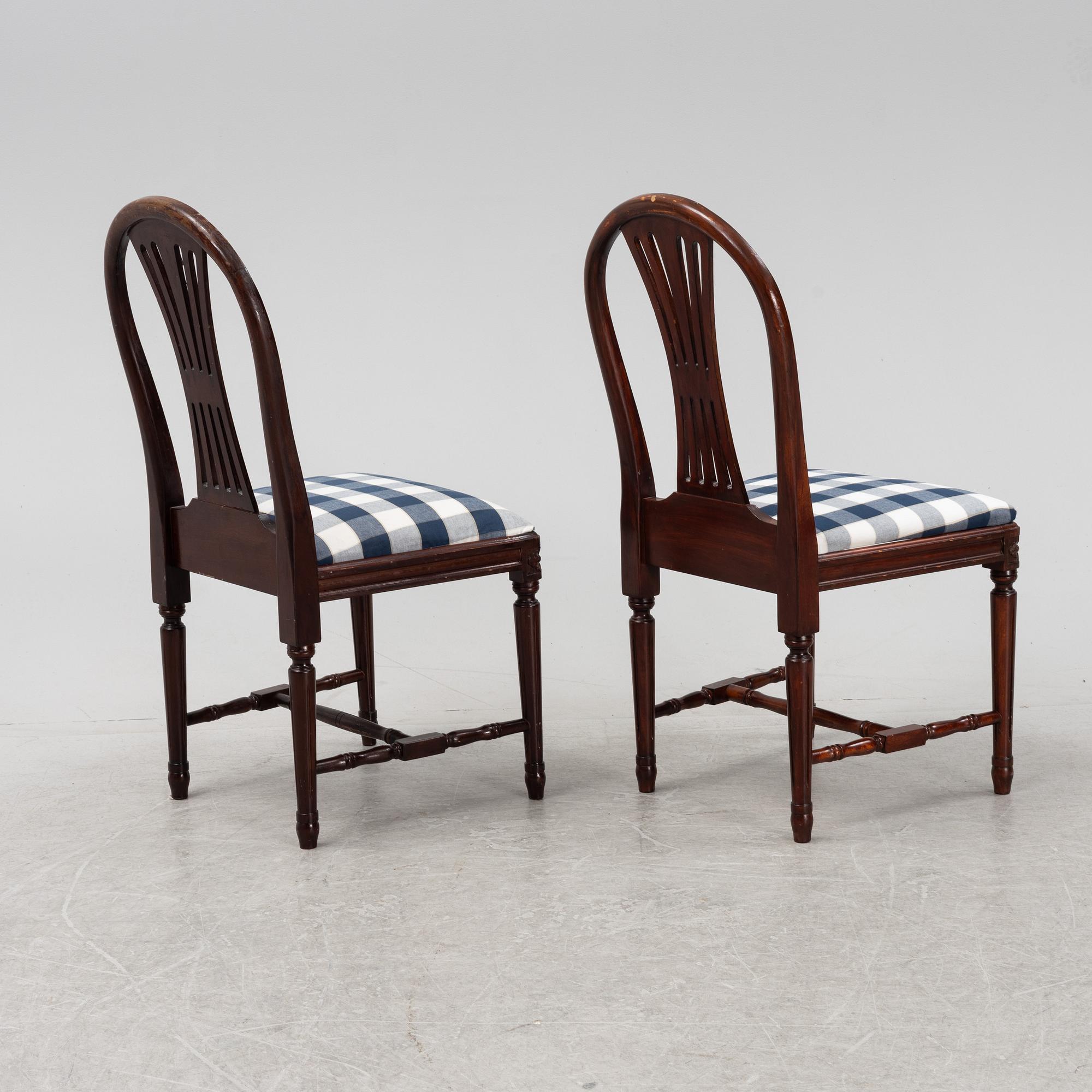 Stolar, 8 st, gustaviansk stil, 1900-talets andra hälft.