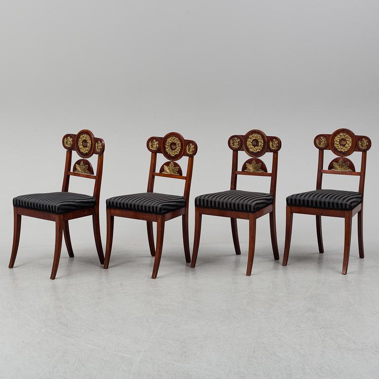 Four Swedish Empire chairs, 1820-30's.