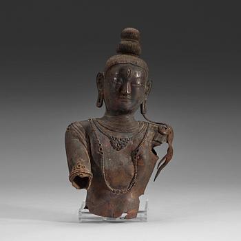 A copper figure fragment of a Buddhist deity, presumably Dollonor/inre Mongoliet, 18/19th Century.