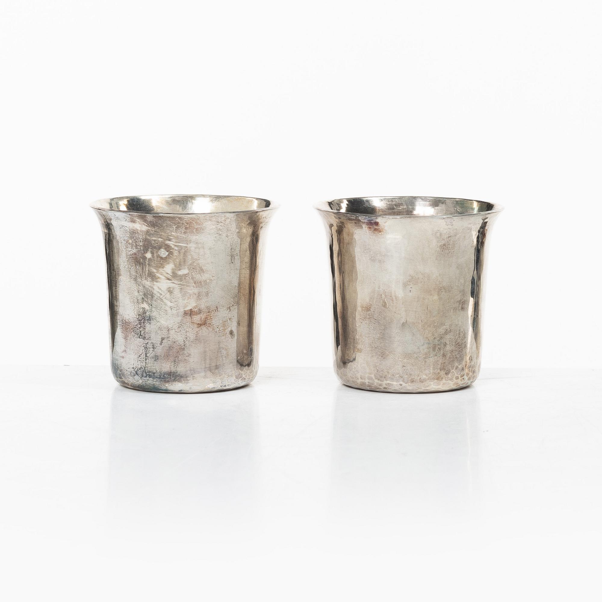Einar Telander, Bägare, ett par, silver, i etui, Einar Telander Silversmedja, Stockholm 1972.