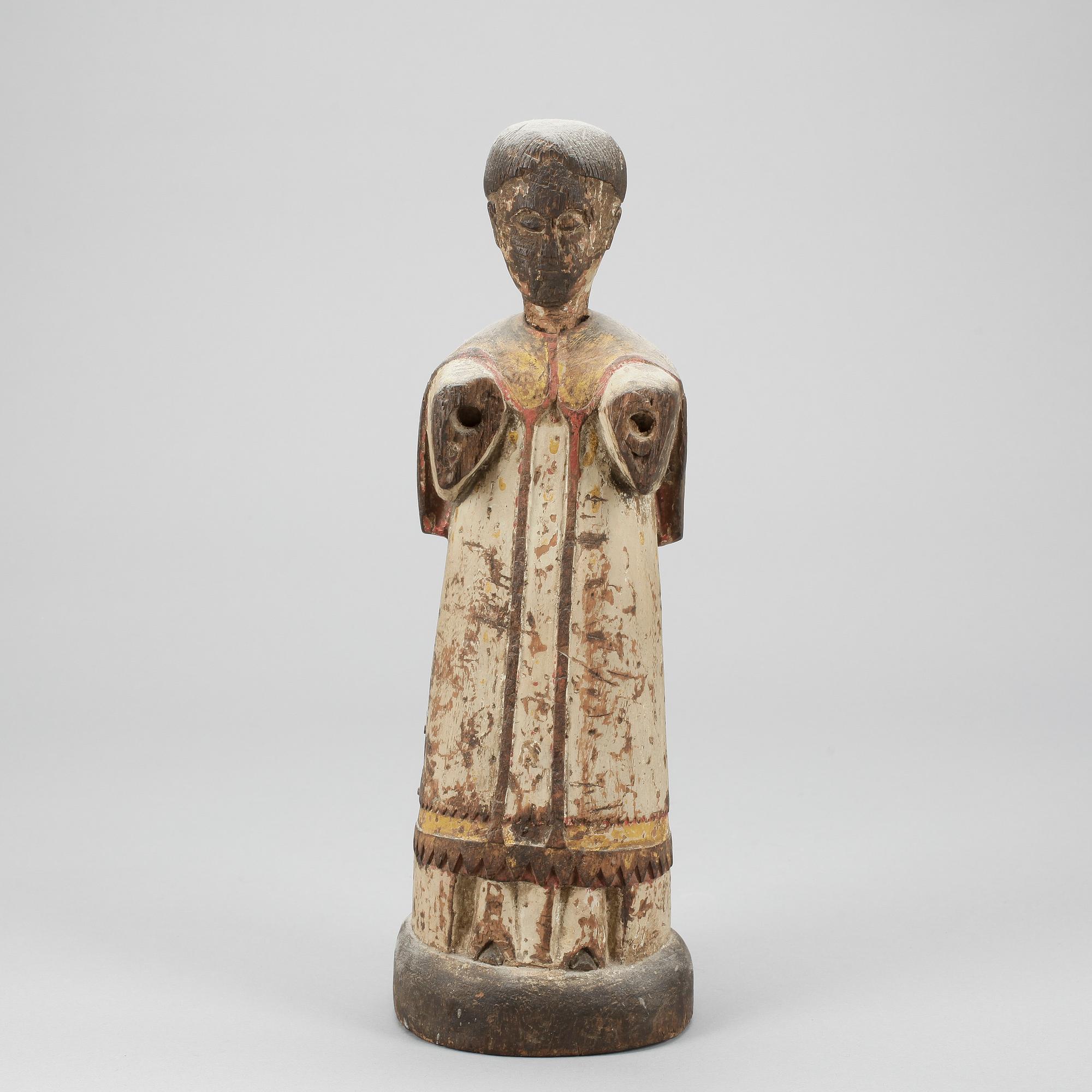 SKULPTUR, bemålat trä, romansk stil, trol 1700/1800-tal.