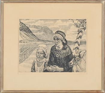 Eduard Wiiralt · EDUARD WIIRALT, etsning, signerad och daterad 1946.