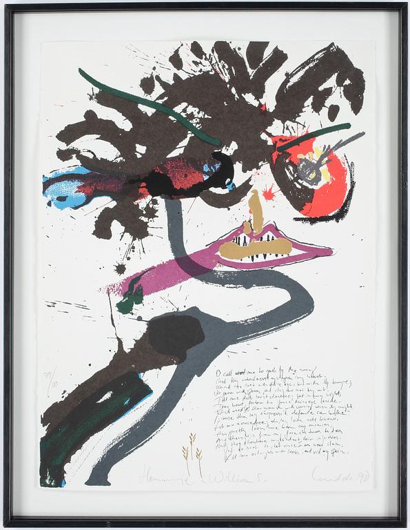 ULF LUNDELL, färglitografi, signerad, numrerad 79/100, dat -90.