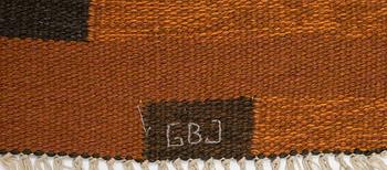 Gull-Britt johansson, a carpet, flat weave, signed GBJ, ca 238 x 172 cm.