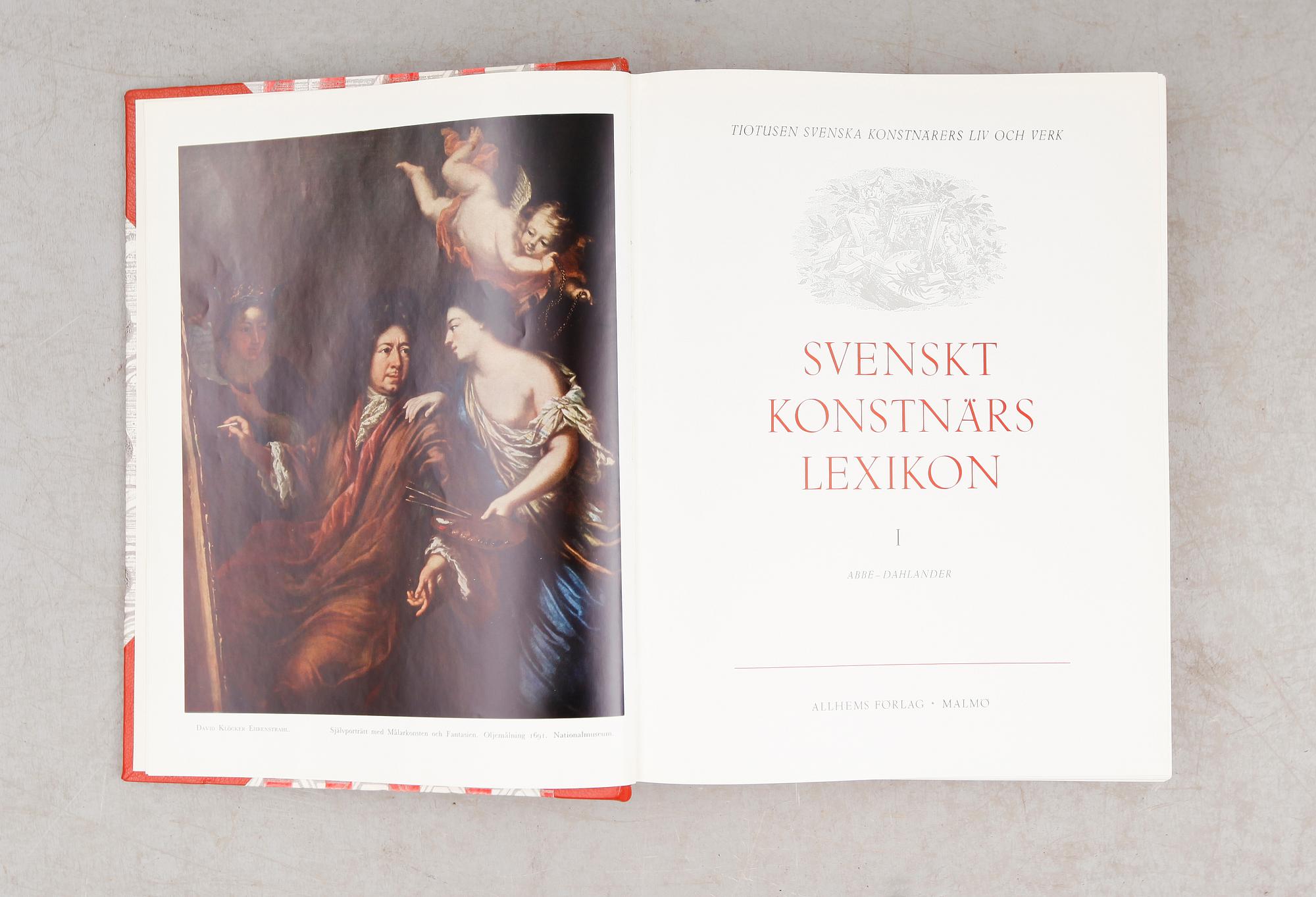 BÖCKER: SVENSKT KONSTNÄRLEXIKON, Abbe-Dahlander, Allhems, 1952, 5 volymer.