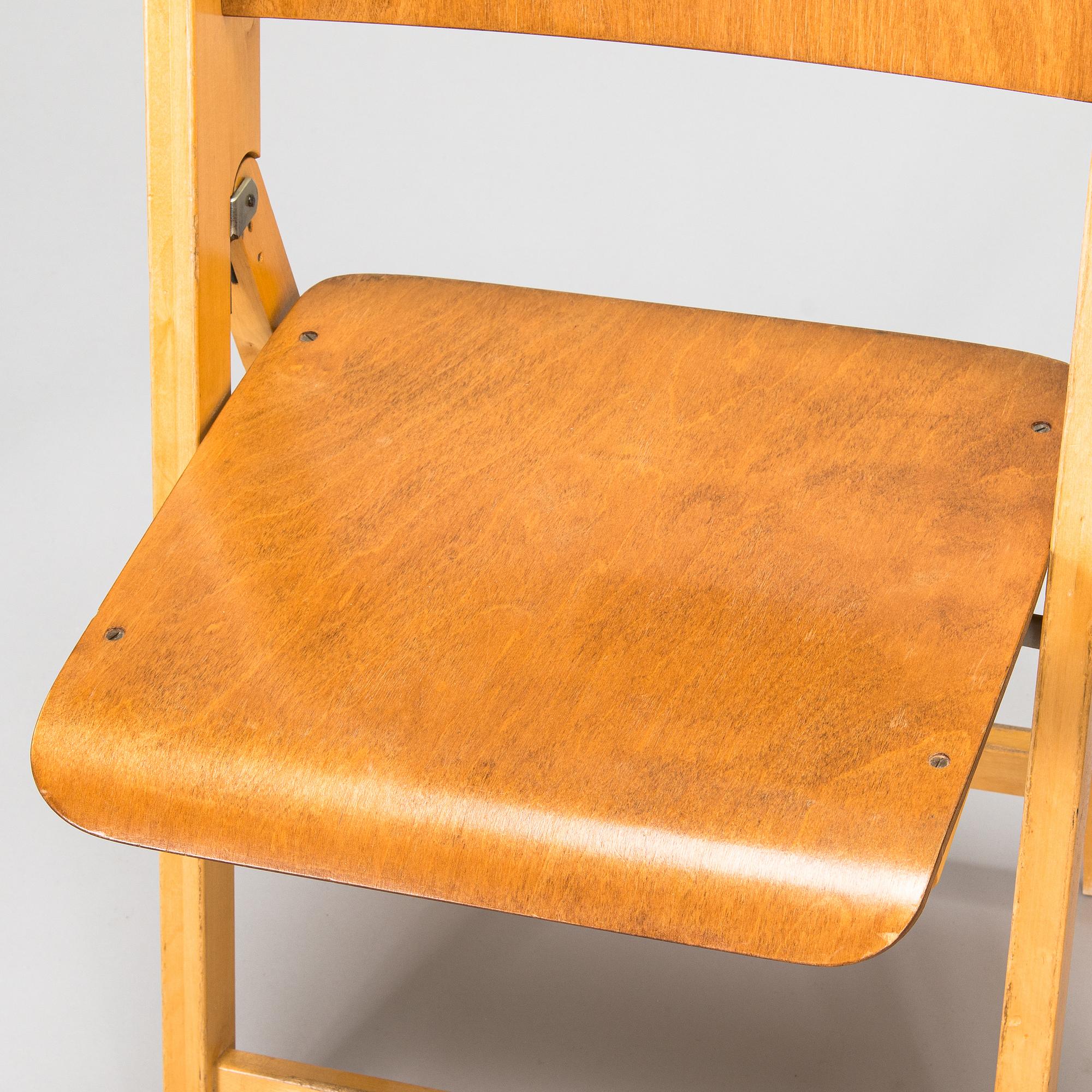 Six 1960s folding chairs for SOK Vaajakosken tehtaat.