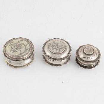 Three Swedish Silver Boxes, 18th-19th Century.
