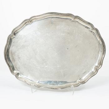 Tray, silver, Swedish import mark, 20th century.