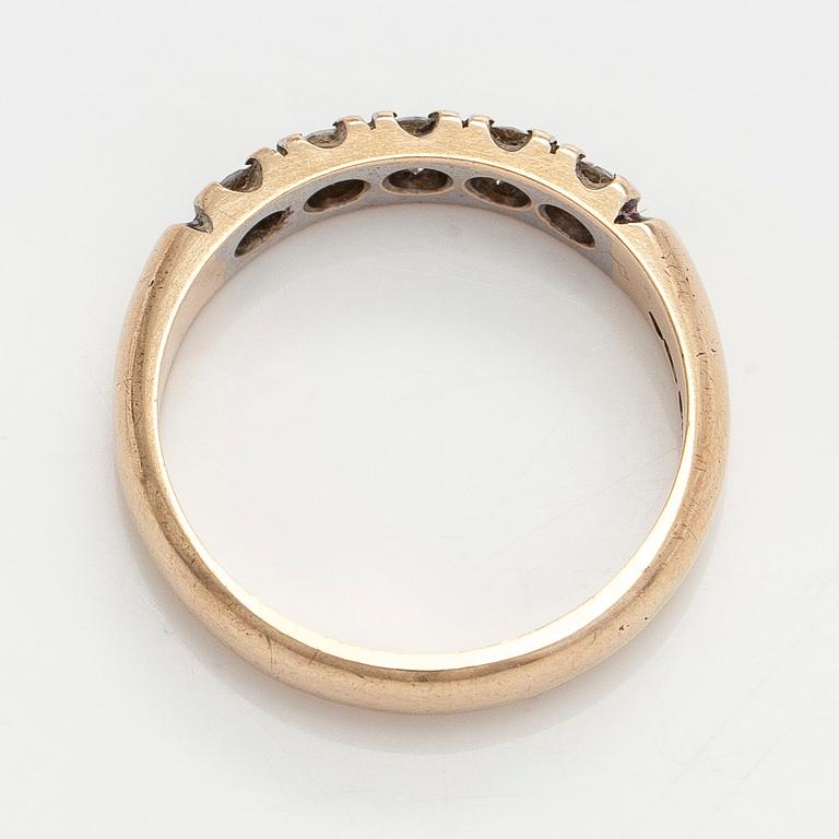 Sormus, briljanttihiotut timantit, 14K kultaa, Kulta-Malli, Helsinki 1998.