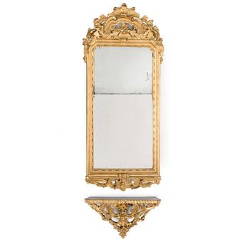 A Swedish Rococo 18th century mirror by Nils Meunier (master in Stockholm 1754-1797).
