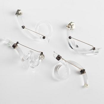 Siv Lagerström, four brooches, acrylic plastic, silver, and pyrite.