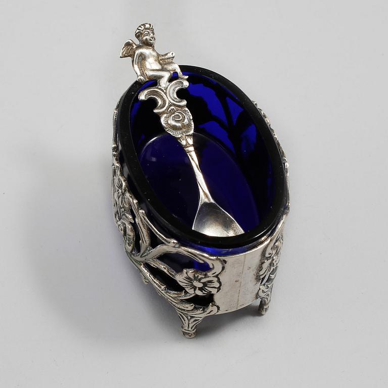 PARTI SILVER, 5 delar, Sverige, 1900-talets andra hälft, vikt exklusive glas 136 gram.