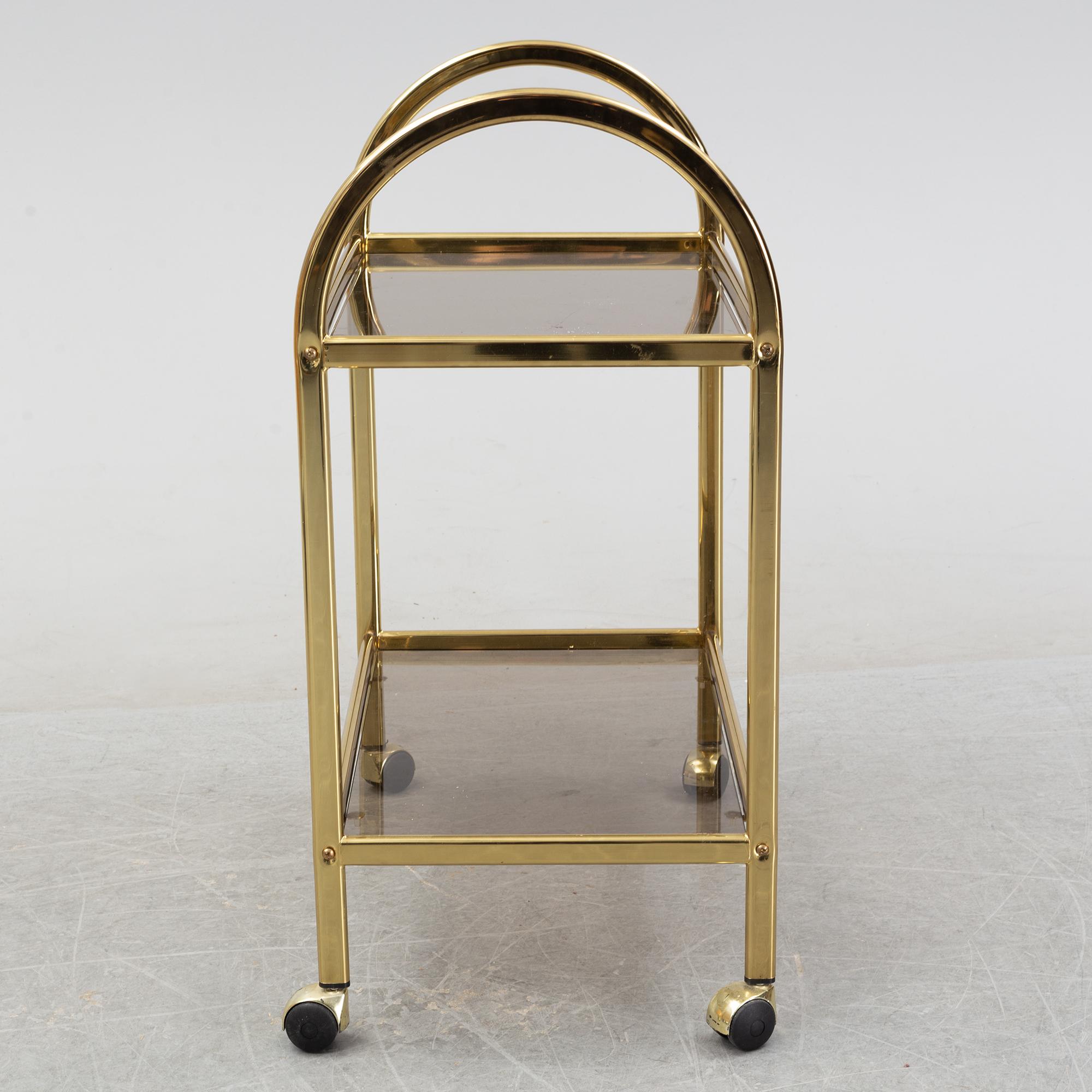 A brass and glass trolley, second half of the 20th Century.