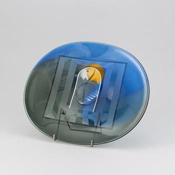 A glass sculpture by Bertil Vallien, Kosta, unique, signed.