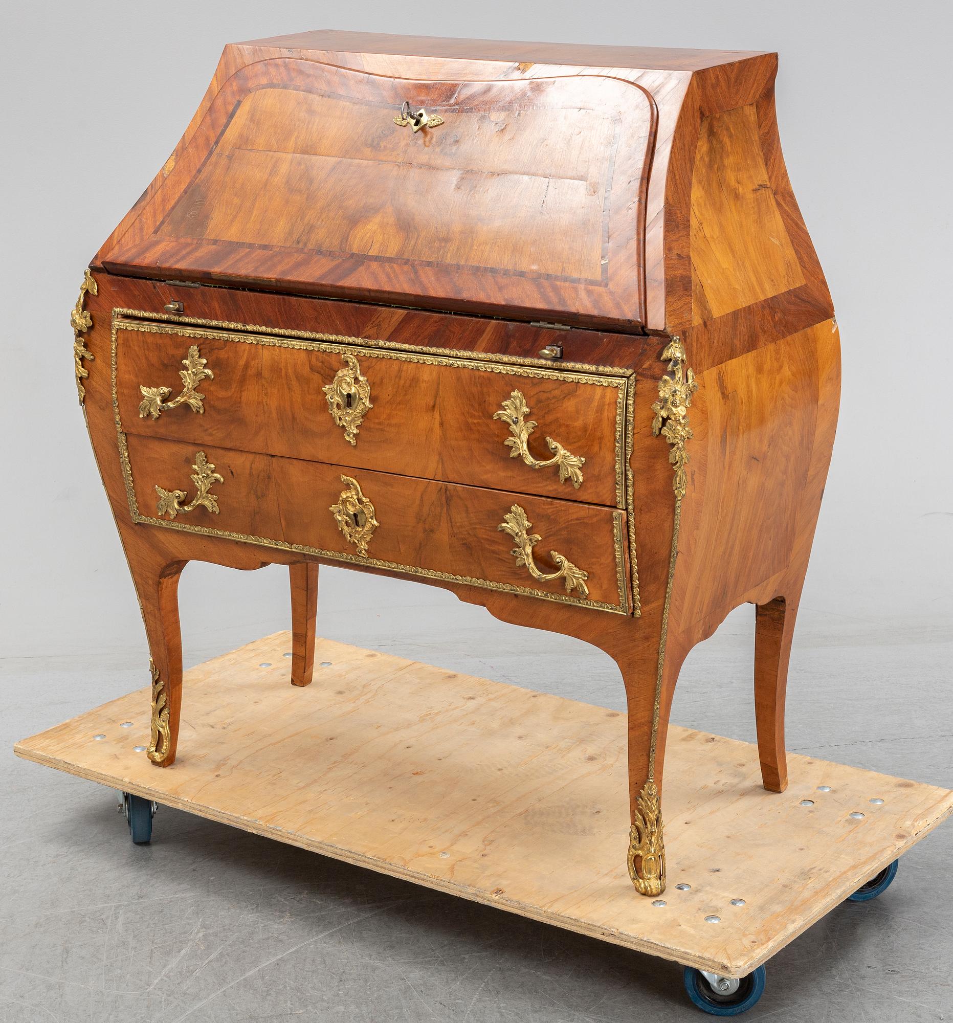 An 18th century Swedish Rococo  secretaire attributed to Christian Gotthard Wilkom (master in Stockholm 1763-65 (69).