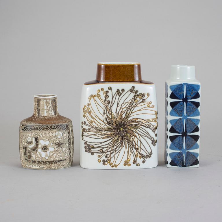 VASER, 3 st, flintgods. Ellen Malmer och Niels Thorson, 1960-/70-tal.