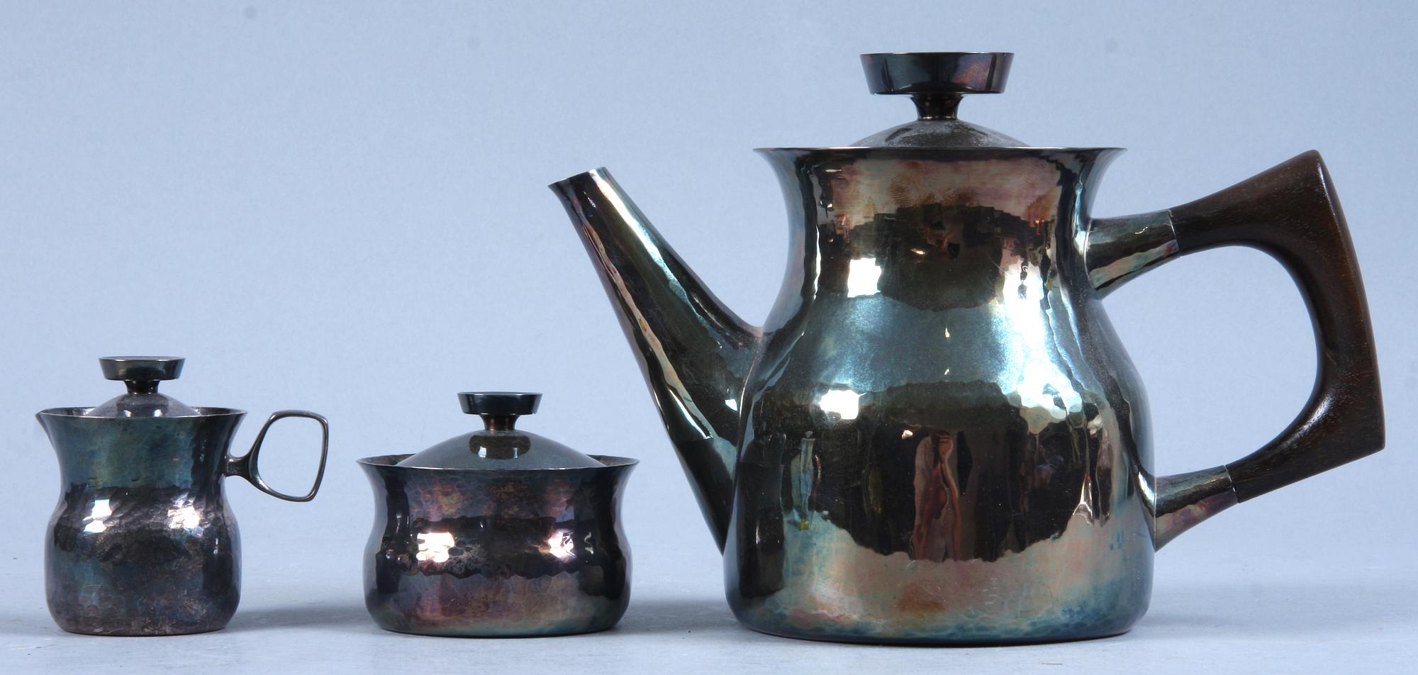 KAFFESERVIS, 3 delar, silver, E Löfman, Uppsala, vikt ca 750 g.