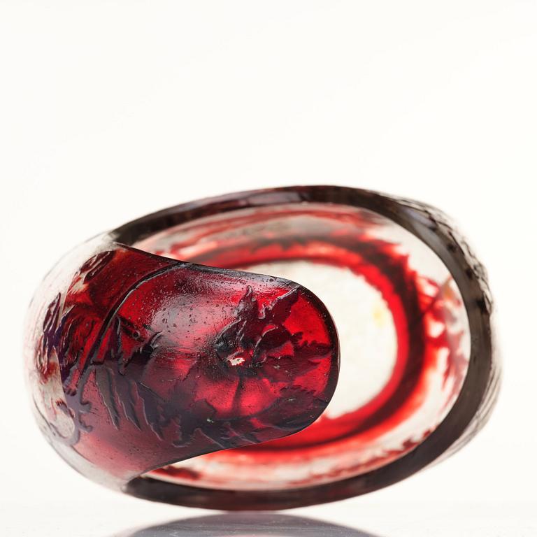 Emile Gallé, an asymmetrical Art Nouveau fire polished cameo glass vase, Nancy, France.