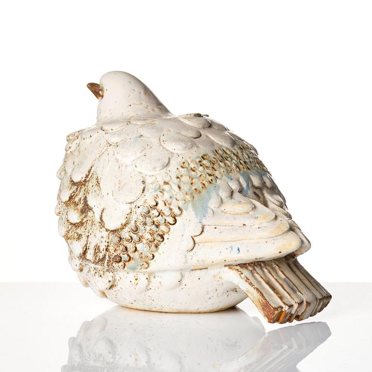 Tyra Lundgren, a chamotte stoneware sculpture of a pigeon, Sweden mid 20th century.
